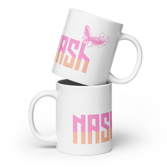 Nash Bash Originals Pink/Orange Split White Glossy Collector's Mug